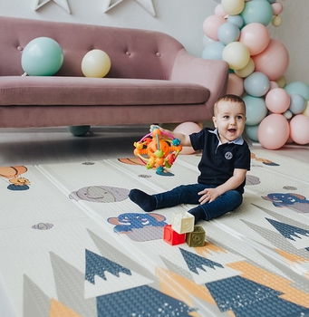 Дитячий двосторонній складаний килимок Poppet Прогулянка та Дорожні подорожі, 200x180 см (PP006-200) - Pampik - 6