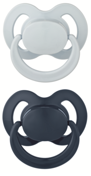 Пустышка силиконовая Baby-Nova с кольцом, ортодонтическая, 18+ мес., голубой с темно-синим, 2шт (3962025) - Pampik