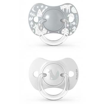 Пустушка силіконова Suavinex Fox Історії лисиці, 0-6 міс., сірий, 2 шт. (307323) - Pampik