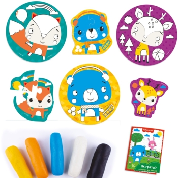 Набор для творчества Fisher-Price Лесные друзья 2 в 1 пазл с эко-тестом (VT4502-04) - Pampik - 3