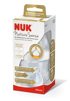 Пляшечка Nuk Nature Sense, з широким горлечком, з силіконовою соскою, 0-6 міс., 150 мл, білий (3952537) - Pampik - 3