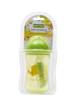 Поїльник Baby Team, з силіконовою трубочкою, 9+ міс., 380 мл, зелений (5010) - Pampik - 4