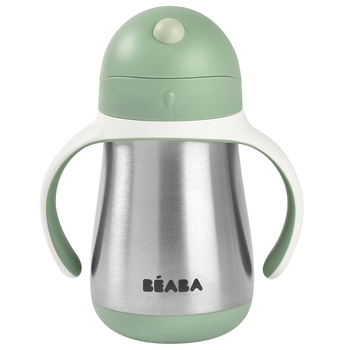 Металевий поїльник Beaba з трубочкою, 250 мл, зелений (913535) - Pampik - 2