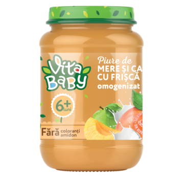 Пюре Vita Baby з яблук та абрикосів, з вершками та цукром, 180 г - Pampik