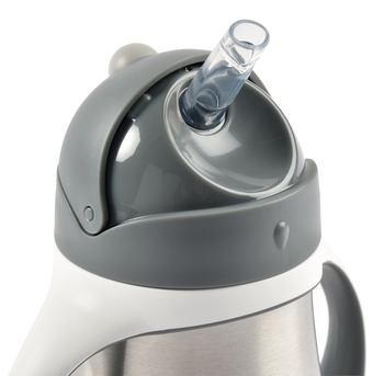 Металевий поїльник Beaba з трубочкою, 250 мл, сірий (913536) - Pampik - 4