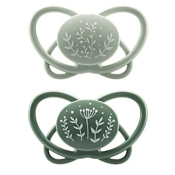 Пустушка Nip Мій метелик, силіконовий, 0-6 міс., 2 шт., світло-сірий з оливковим (38594-51) - Pampik