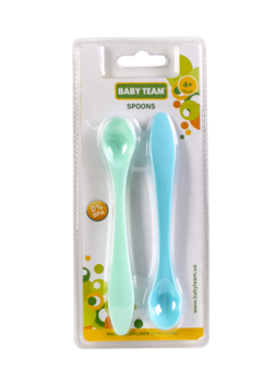 Ложечки для кормления Baby Team, голубой и бирюзовый, 2 шт. (6101_голубой_и_бирюзовый) - Pampik - 3