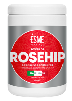 Маска Esme Platinum Rosehip з маслом шипшини, для пошкодженого та посіченого волосся, 1000 мл - Pampik