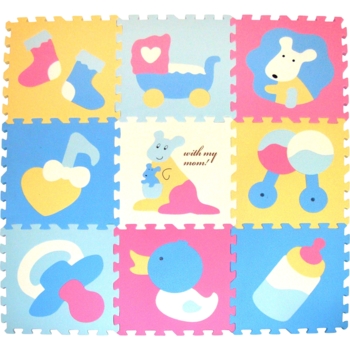 Дитячий розвиваючий ігровий килимок-пазл Baby Great Маленький кенгуру, 92х92 см, рожево-блакитний (GB-M129KL) - Pampik