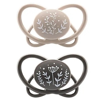 Пустушка Nip Мій метелик, силіконовий, 0-6 міс., 2 шт., бежевий з сірим (38596-51) - Pampik