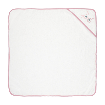 Полотенце с уголком Home Line Котики, с вышивкой, 90х90 см, белый с розовым (169102) - Pampik - 2