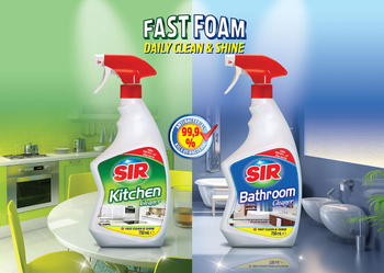 Набір спреїв Sir для прибирання ванної та кухні, 1,5 л (2 шт. По 750 мл) (152.SR.007.25) - Pampik - 2