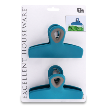 Набір кліпс для пакетів Excellent Houseware, блакитний, 2 шт. (850079) - Pampik