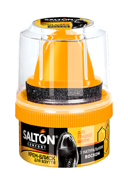Крем-блеск с аппликатором Salton для обуви из гладкой кожи, 50 мл, черный - Pampik