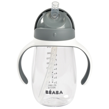 Дитячий поїльник Beaba з трубочкою, 300 мл, сірий (913534) - Pampik