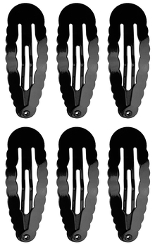 Набор металлических зажимов для волос Titania Riffel Medium, 6 шт., черный (7886 B) - Pampik