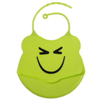 Слюнявчик-нагрудник Lindo, силиконовый, на застежке, зеленый (Ф 933) - Pampik