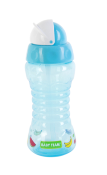Поїльник для подорожей Baby Team, з трубочкою, 10+ міс., 300 мл, блакитний (5005_блакитний) - Pampik