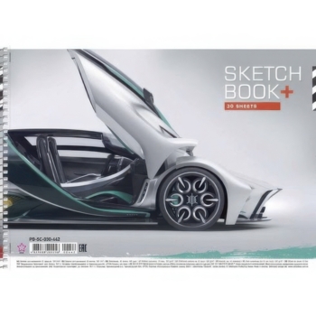 Альбом для малювання Star Автомобіль сірий із зеленим, 30 аркушів (PB-SC-030-442) - Pampik