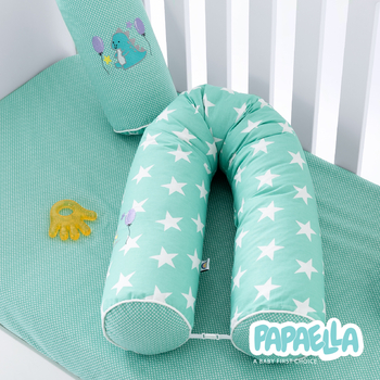 Захисний бортик-валик у ліжечко Papaella Горошок, ментоловий ( 8-34533) - Pampik - 5