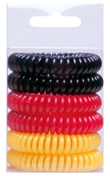 Набор резинок для волос Titania Аnti Ziep, черный, красный, желтый, 6 шт. (7917-WM1 BOX) - Pampik