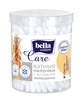 Гігієнічні ватні палички Bella Cotton Care з екстрактом женьшеню, 100 шт (BC-081-P100-041) - Pampik