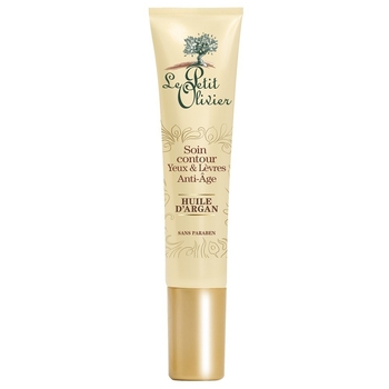 Бальзам для контуру очей і губ Le Petit Olivier Organic Care, антивіковий, з аргановим маслом, 15 мл (3549620033021) - Pampik