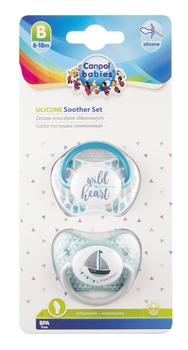 Силіконова анатомічна пустушка Canpol babies, 6-18 міс., 2 шт., бірюзовий (23/952_tur) - Pampik