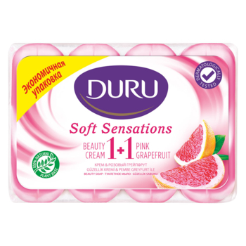 Мило Duru 1+1 Soft Sensations Грейпфрут зі зволожуючим кремом, 320 г (4 шт. по 80 г) - Pampik