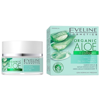 Увлажняюще-матирующий гель для лица Eveline Organic Aloe + Collagen, 50 мл (C50ACNMZ) - Pampik