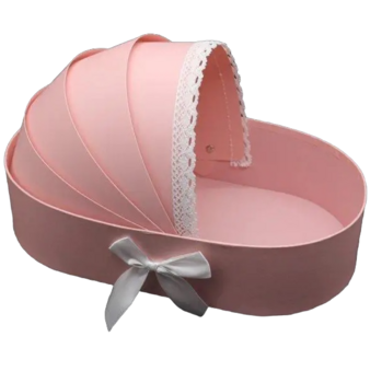 Подарункова коробка UFO Pink Колиска W9297, 33х17х8 см, рожевий (W9297 33*17*8 PINK колиска) - Pampik