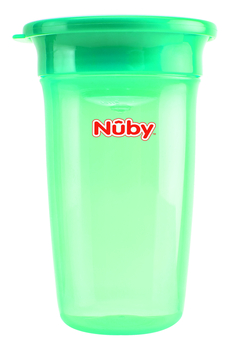 Чашка-непроливайка Nuby 360°, з кришечкою, 360 мл, зелена (NV0414003grn) - Pampik