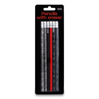 Олівці чорнографітні Offtop з гумкою 6 шт. (849918) - Pampik