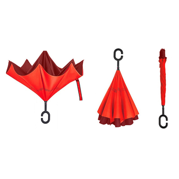 Парасолька-тростина Line art Wonder, зі зворотним складанням, червоний (45450-5) - Pampik - 4