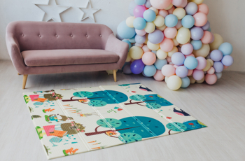 Детский двухсторонний складной коврик Poppet Веселая жирафа и Загадочный лес, 200x180x1 см (PP009-200) - Pampik - 10