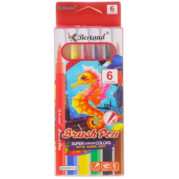 Фломастери Bertand, 6 кольорів (853804) - Pampik