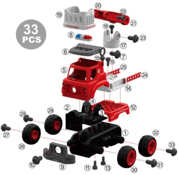 Конструктор DIY Spatial Creativity Пожежний кран з електродвигуном LM8034-DZ-1, червоний (CJ-1365105) - Pampik - 2