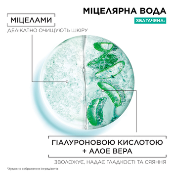 Міцелярна гіалуронова вода Garnier Skin Naturals Алое, 400 мл (C6518800) - Pampik - 3