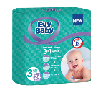 Подгузники Evy Baby 3 (5-9 кг), 24 шт. - Pampik