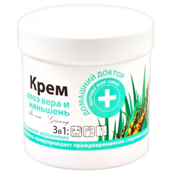 Крем для лица и тела Домашний Доктор Алое вера и женьшень, 250 мл - Pampik