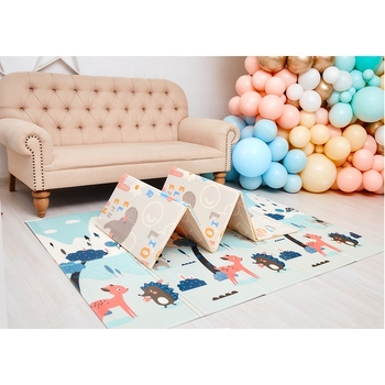 Дитячий двосторонній складний килимок Poppet Чарівний ліс та Мандрівка містом, 150х200х0,8 см (PP018-150H) - Pampik - 4