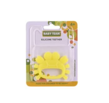 Прорізувач силіконовий Baby Team Морські мешканці, жовтий (4008_жовтий_крабик) - Pampik - 2