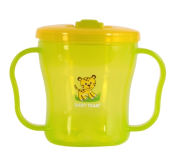 Поїльник Baby Team, з ручками і складним носиком, 6+ міс., 180 мл, салатовий (5002) - Pampik