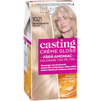 Фарба-догляд для волосся L'Oreal Paris Casting Creme Gloss відтінок 1021 світло-світло-русявий перламутровий, без аміаку, 120 мл - Pampik
