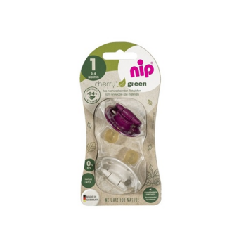 Кругла пустушка Nip Вишенька Зелена серія, 2 шт., фіолетовий з бежевим (38588-51) - Pampik