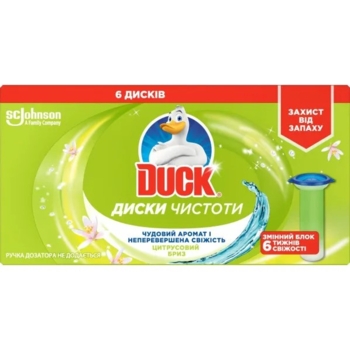 Диски для унитаза Туалетный утенок Эвкалипт с отбеливающей формулой, сменный дозатор - Pampik