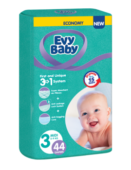 Подгузники Evy Baby 3 (5-9 кг), 44 шт. - Pampik