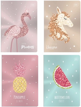 Зошит Interdruk Metallic shine, клітинка, A5, 12 аркушів, 4 шт. (298591) - Pampik