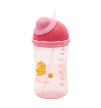 Поїльник Baby Team, з силіконовою трубочкою, 9+ міс., 380 мл, червоний (5010) - Pampik - 2