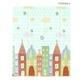 Детский двухсторонний складной коврик Poppet Спящие малыши и Волшебный город, 180x150x1 см (PP011-150) - Pampik - 2